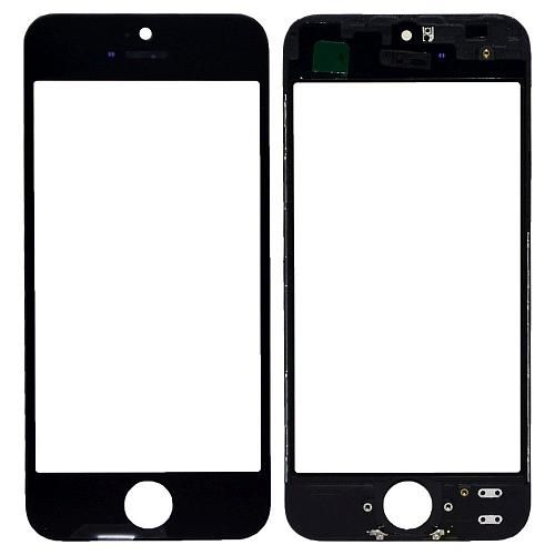 Стекло совместим с iPhone 5 + OCA + рамка черный (олеофобное покрытие) orig Factory