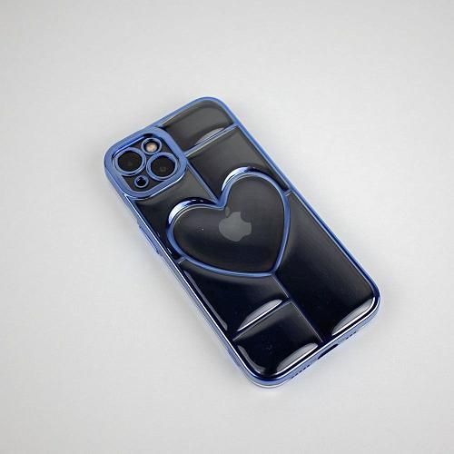 Чехол - накладка совместим с iPhone 12 Pro (6.1") "Heart" силикон синий
