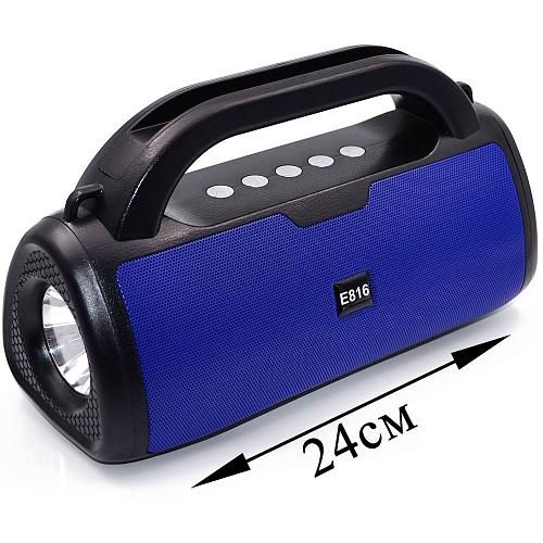 Колонка портативная Sport Music E816 (BLUETOOTH, USB, Micro SD, 3,5, FM) синий + фонарик