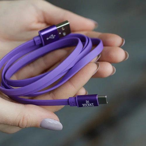 Кабель USB - TYPE-C YOLKKI Trend 01 фиолетовый (1м) /max 2A/