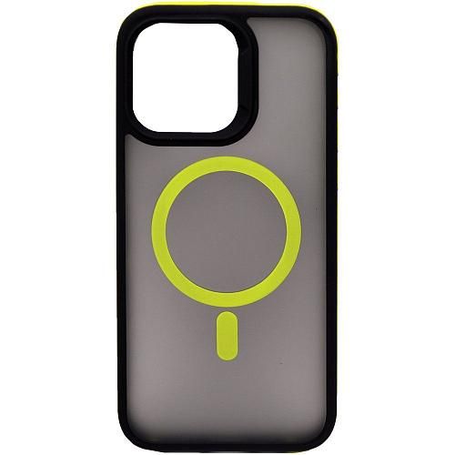 Чехол - накладка совместим с iPhone 15 Pro Max (6.7") "Mystery" с Magsafe пластик+силикон желтый