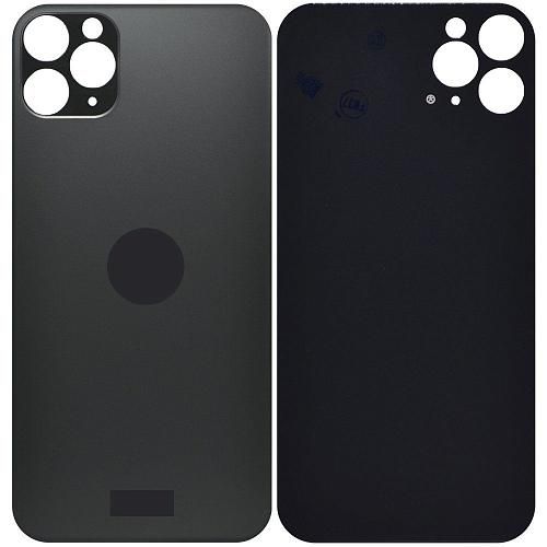 Стекло задней крышки совместим с iPhone 11 Pro Max orig Factory черный /увеличенный вырез камеры/