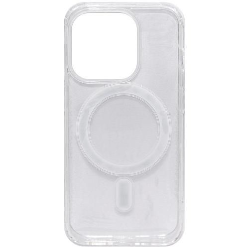 Чехол - накладка совместим с iPhone 15 Pro "Magsafe" cиликон+пластик прозрачный/повреждена упаковка/
