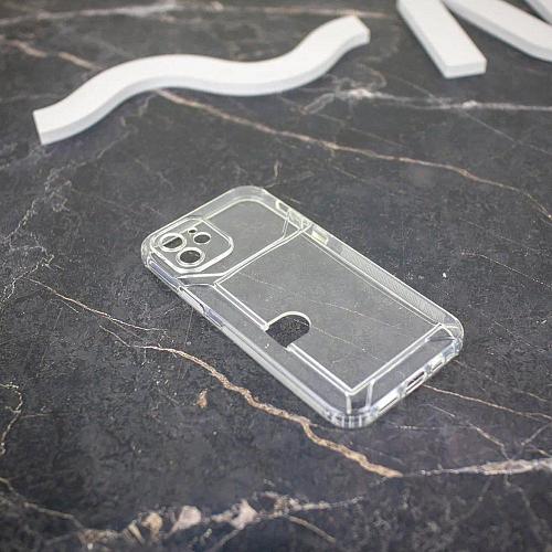 Чехол - накладка совместим с iPhone Xr cиликон прозрачный с кардхолдером Вид 2