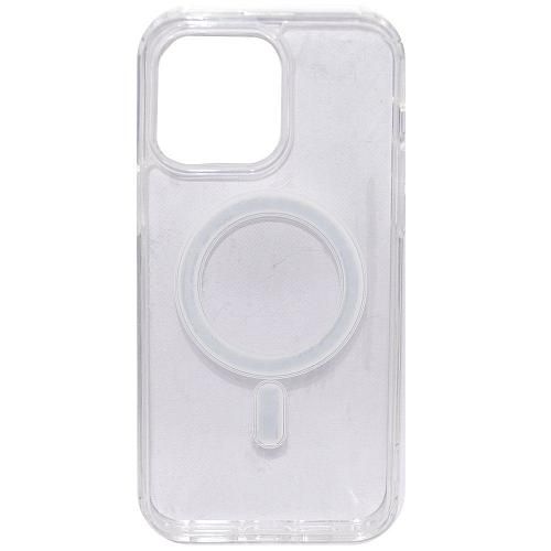 Чехол - накладка совместим с iPhone 14 Pro Max "Magsafe" cиликон+пластик прозрачный/повреждена упаковка/