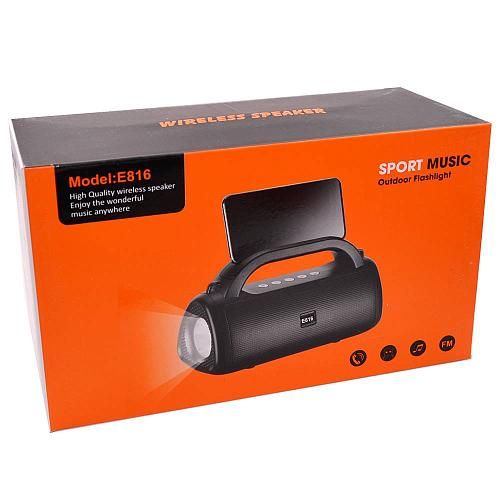 Колонка портативная Sport Music E816 (BLUETOOTH, USB, Micro SD, 3,5, FM) синий + фонарик