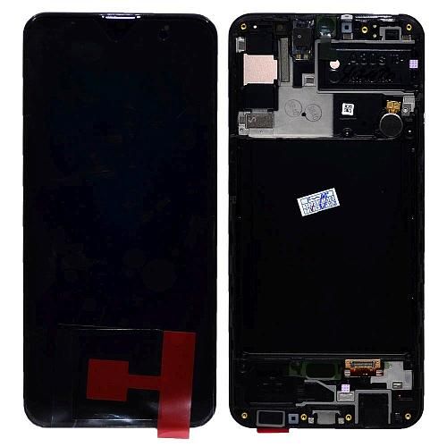 Дисплей совместим с Samsung SM-A307F/Galaxy A30s (2019) + тачскрин в рамке черный Oриг 100% Service Pack