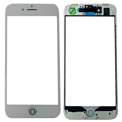 Стекло совместим с iPhone 8 + OCA + рамка белый (олеофобное покрытие) orig Factory