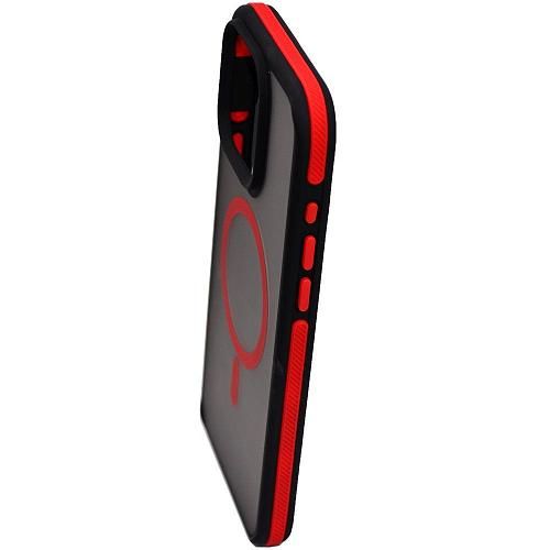 Чехол - накладка совместим с iPhone 15 Pro Max (6.7") "Mystery" с Magsafe пластик+силикон красный