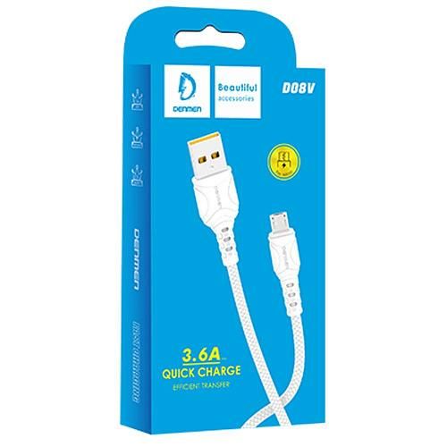 Кабель USB - micro USB DENMEN D08V QC 3.6A белый (1м)