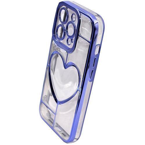 Чехол - накладка совместим с iPhone 13 Pro (6.1") "Heart" силикон синий