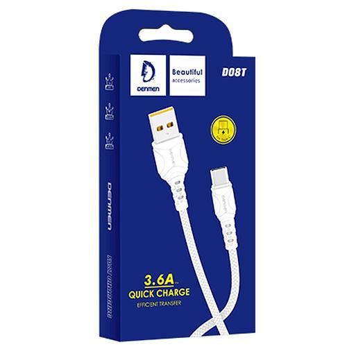 Кабель USB - TYPE-C DENMEN D08T QC 3.6A белый (1м)