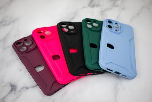 Чехол - накладка совместим с Samsung Galaxy A13 4G "Cardholder" Вид 2 силикон ярко-розовый
