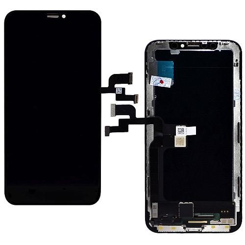 Дисплей совместим с iPhone X + тачскрин + рамка черный OLED Huaxing SOFT