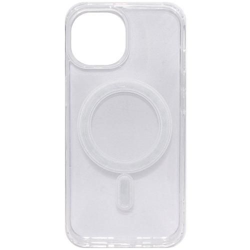 Чехол - накладка совместим с iPhone 15 "Magsafe" cиликон+пластик прозрачный/повреждена упаковка/