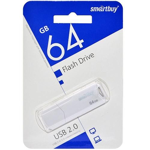 64GB USB 2.0 Flash Drive SmartBuy Clue белый (SB64GBCLU-W)