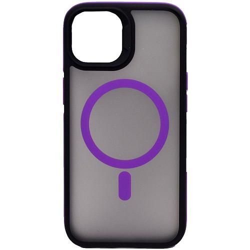 Чехол - накладка совместим с iPhone 14 (6.1") "Mystery" с Magsafe пластик+силикон фиолетовый