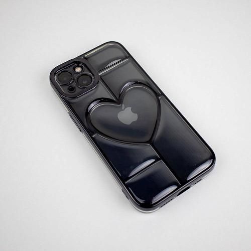 Чехол - накладка совместим с iPhone 14 (6.1") "Heart" силикон черный