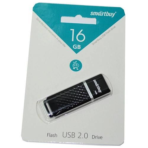 16GB USB 2.0 Flash Drive SmartBuy Quartz черный (SB16GBQZ-K)