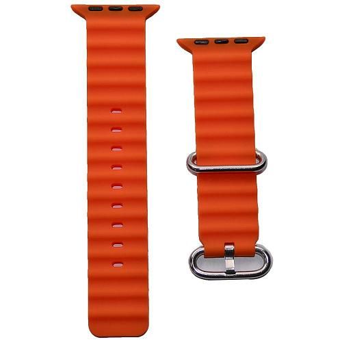 Ремешок совместим с Apple Watch (38/40/41 мм) силикон ребристый оранжевый 