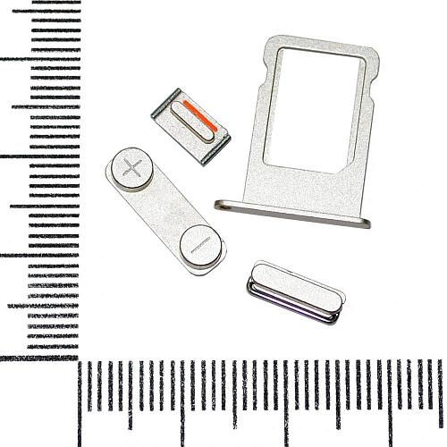 Комплект кнопок совместим с iPhone 5S (ON-OFF/ VOLUME/ MUTE/ держатель сим) серебро