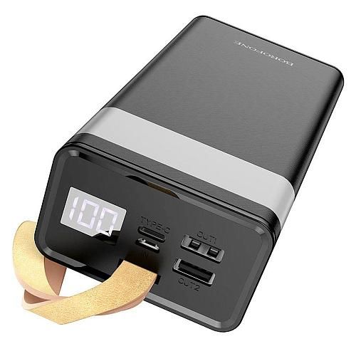 Аккумулятор внешний 30000mA BOROFONE BJ18A (USB выход 3,0A, Micro USB, TYPE-C) черный