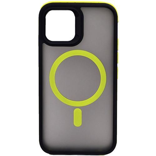 Чехол - накладка совместим с iPhone 12 (6.1") "Mystery" с Magsafe пластик+силикон желтый