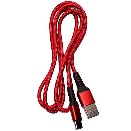 Кабель USB - TYPE-C DENMEN D02T красный (1м)/повреждена упаковка/