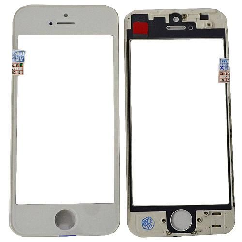 Стекло совместим с iPhone 5 + OCA + рамка белый (олеофобное покрытие) 