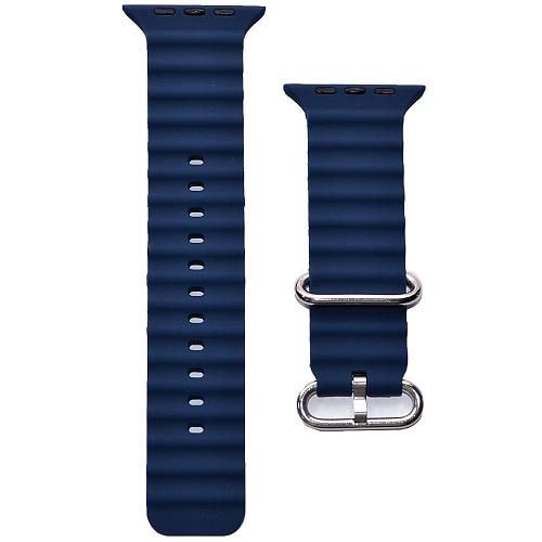Ремешок совместим с Apple Watch (42/44/45/49 мм) силикон ребристый темно-синий 