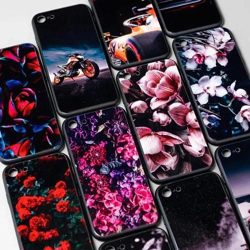 Чехол - накладка совместим с iPhone Xr "Glass" Blossom Вид 01