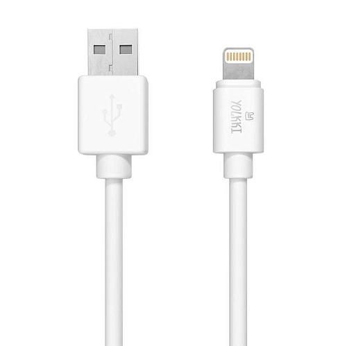 Кабель USB - Lightning 8-pin YOLKKI Standart 02 pack белый (1м) /max 2,1A/