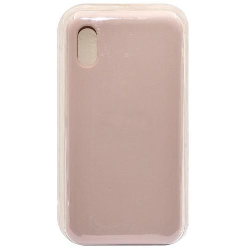 Чехол - накладка совместим с iPhone X/Xs "Soft Touch" светло-розовый /с логотипом/