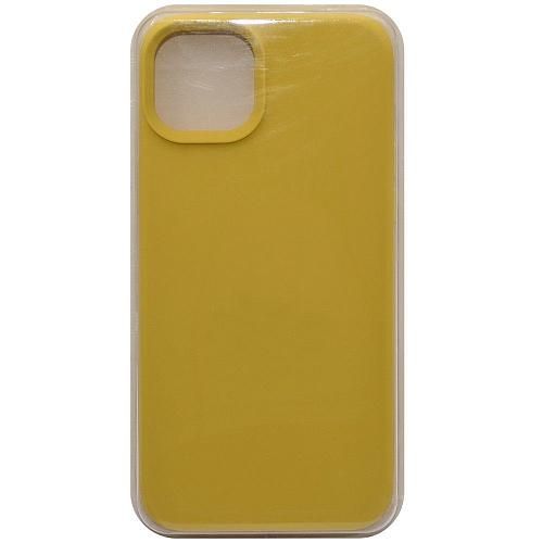 Чехол - накладка совместим с iPhone 15 Plus "Soft Touch" горчичный 4 /с логотипом/