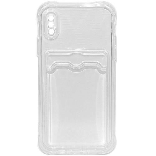 Чехол - накладка совместим с iPhone X/Xs cиликон прозрачный с кардхолдером
