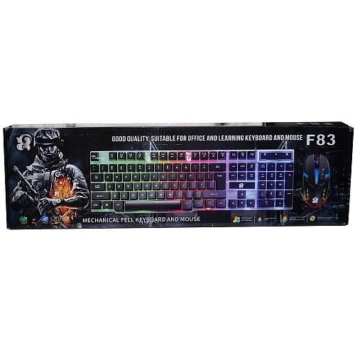 Набор проводной F83 (клавиатура + мышь) черно-белый + подсветка