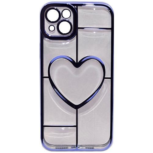 Чехол - накладка совместим с iPhone 14 Plus "Heart" силикон синий
