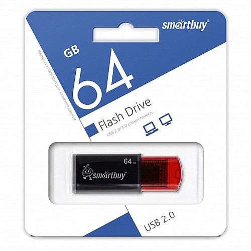 64GB USB 2.0 Flash Drive SmartBuy Click красный (SB64GBCL-K)