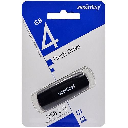 4GB USB 2.0 Flash Drive SmartBuy Scout черный (SB004GB2SCK)