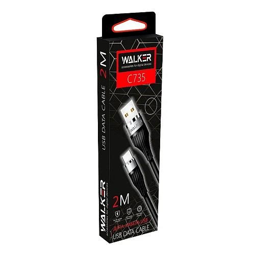 Кабель USB - Lightning 8-pin WALKER C735 черный (2м)