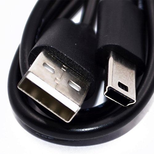 Кабель USB - mini USB (длинный коннектор) черный (1м)