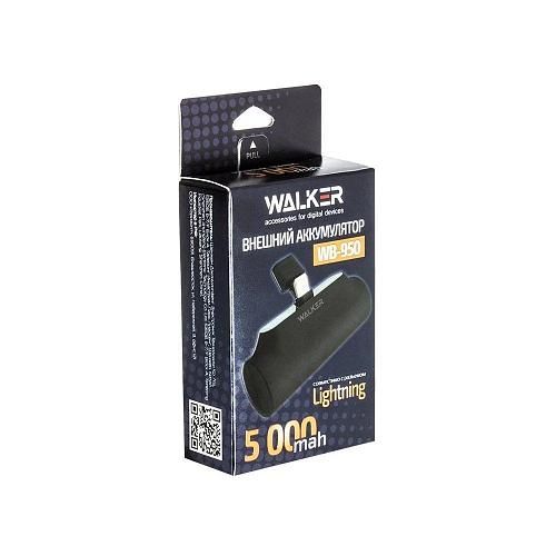 Аккумулятор внешний 5000mA WALKER WB-950 Mini (USB выход 2,1A, Lightning) черный