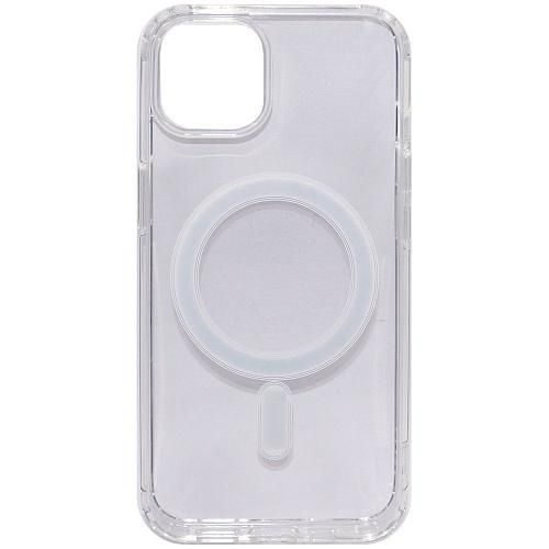 Чехол - накладка совместим с iPhone 13 (6.1") "Magsafe" cиликон+пластик прозрачный/повреждена упаковка/