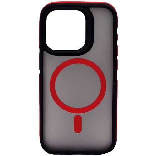 Чехол - накладка совместим с iPhone 14 Pro (6.1") "Mystery" с Magsafe пластик+силикон красный
