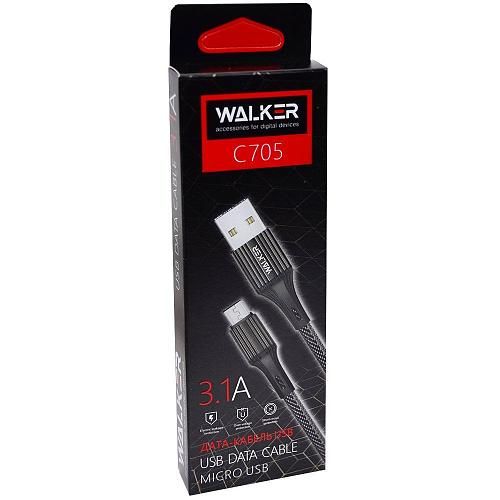 Кабель USB - micro USB WALKER C705 черный (1м)