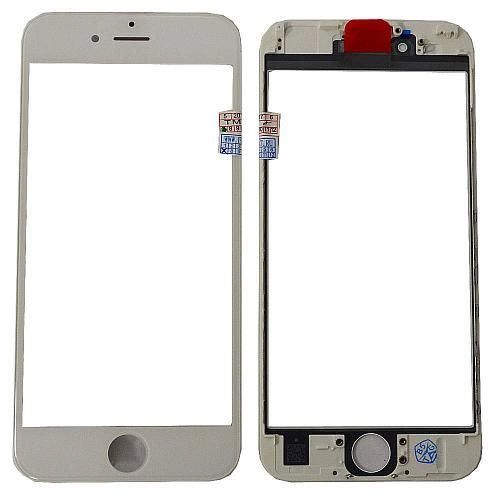 Стекло совместим с iPhone 6S + OCA + рамка белый (олеофобное покрытие) 