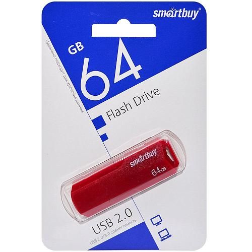 64GB USB 2.0 Flash Drive SmartBuy Clue красный (SB64GBCLU-R)