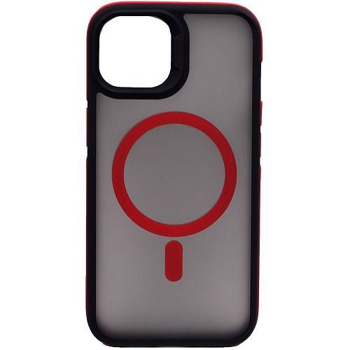 Чехол - накладка совместим с iPhone 15 (6.1") "Mystery" с Magsafe пластик+силикон красный