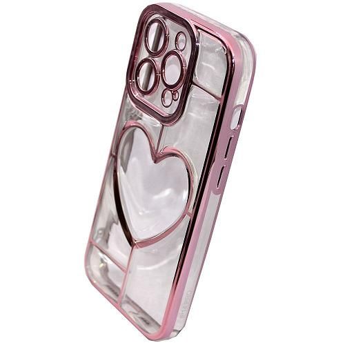 Чехол - накладка совместим с iPhone 13 Pro (6.1") "Heart" силикон розовое золото