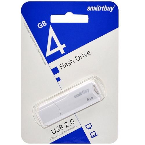 4GB USB 2.0 Flash Drive SmartBuy Clue белый (SB4GBCLU-W)